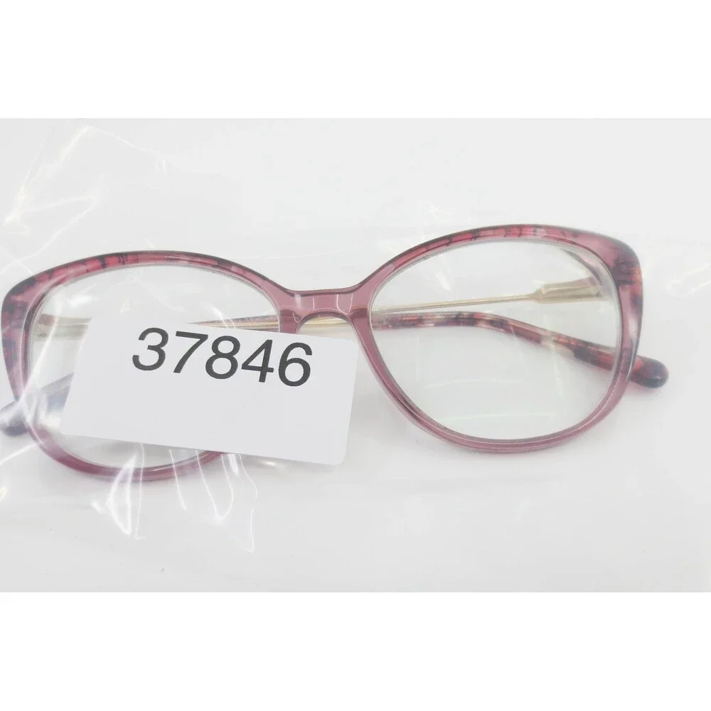 Chelsea Morgan CM 202214 CRAN Eyeglasses Cranberry Marble Gold Cat Eye 53-17-140
